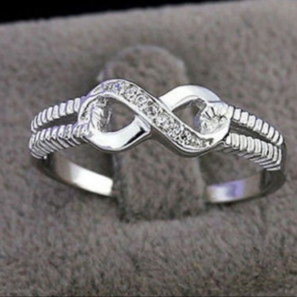 Infinity Sterling Silver Diamond Ring - Picture 8 of 9